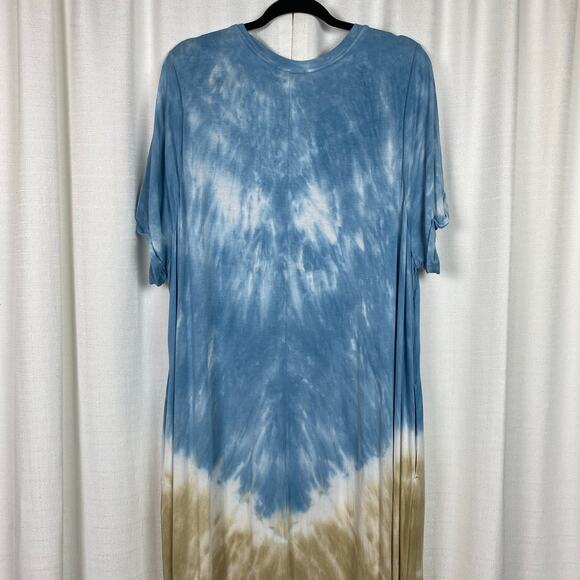 Lane Bryant Blue&Brown Tie Dye Short Sleeve Maxi Dress Sz.22/24 - Picture 8 of 12